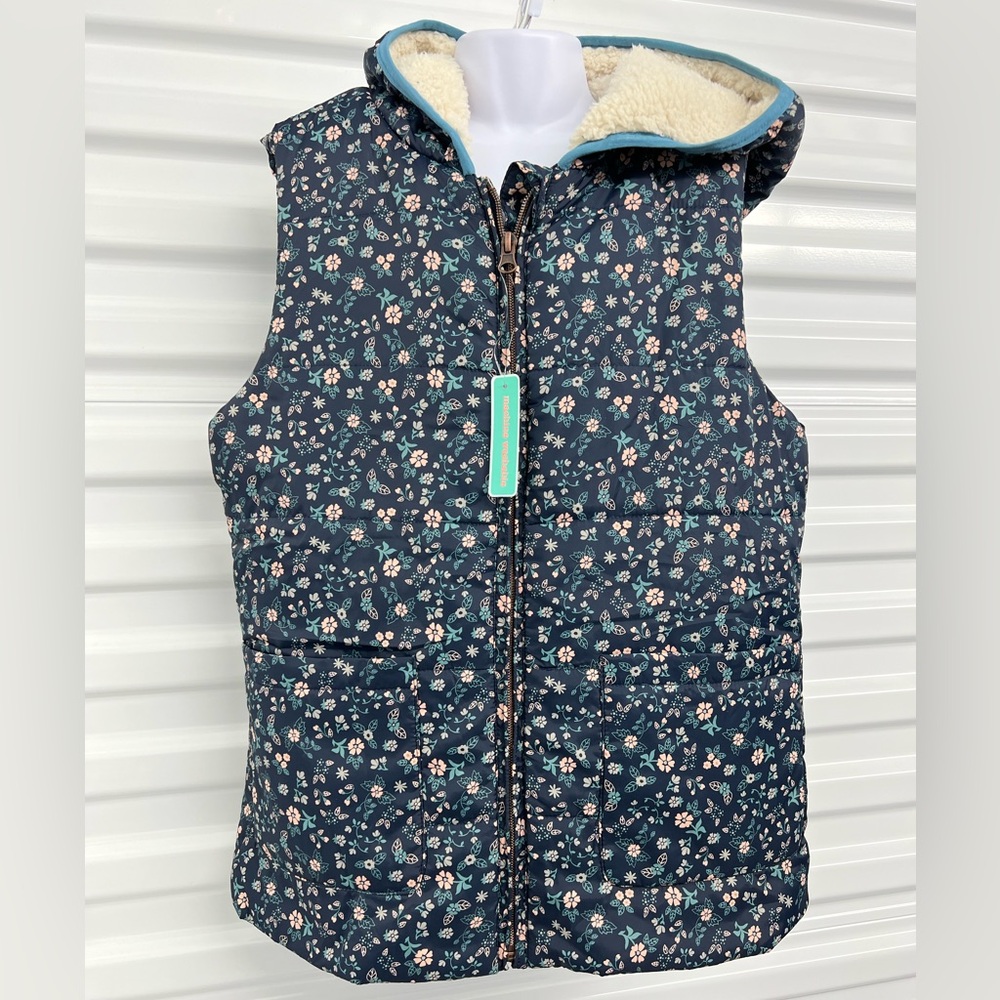 FLORAL HOODED VEST FOR GIRLS